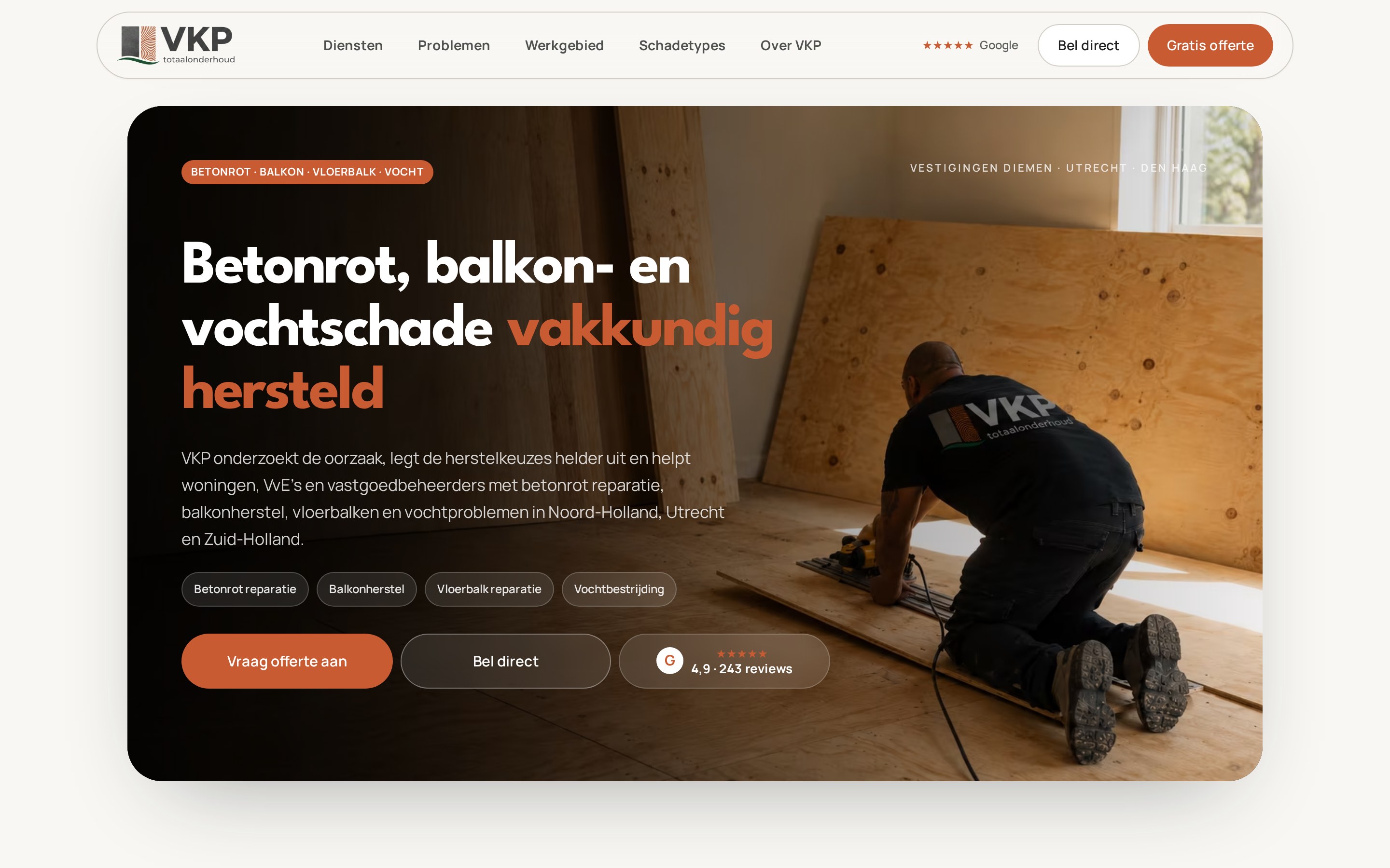 VKP Totaalonderhoud: Conversion-focused website for structural repair services
